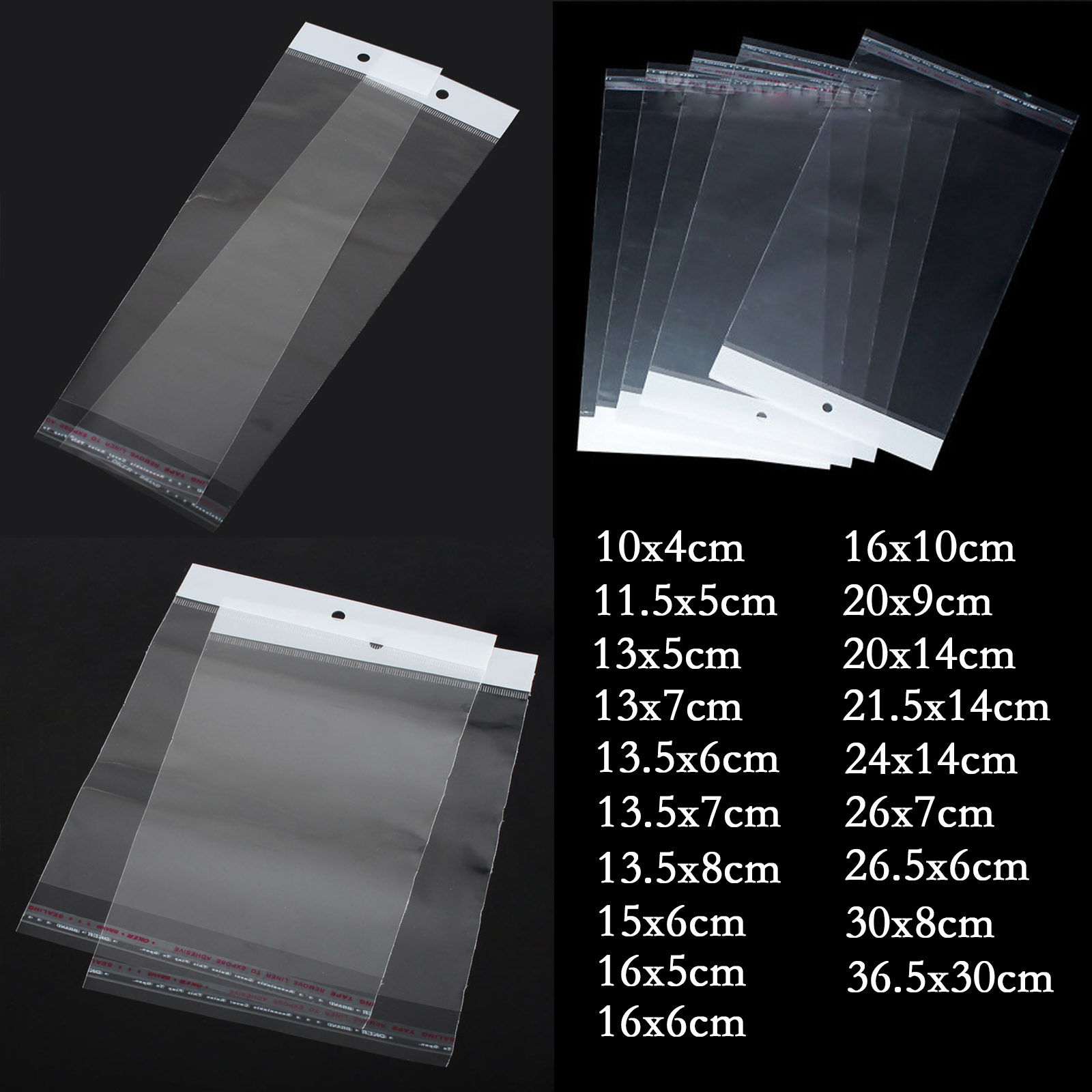 Bild von Plastic SelfSeal Bags Rechteck Transparent W / Hang