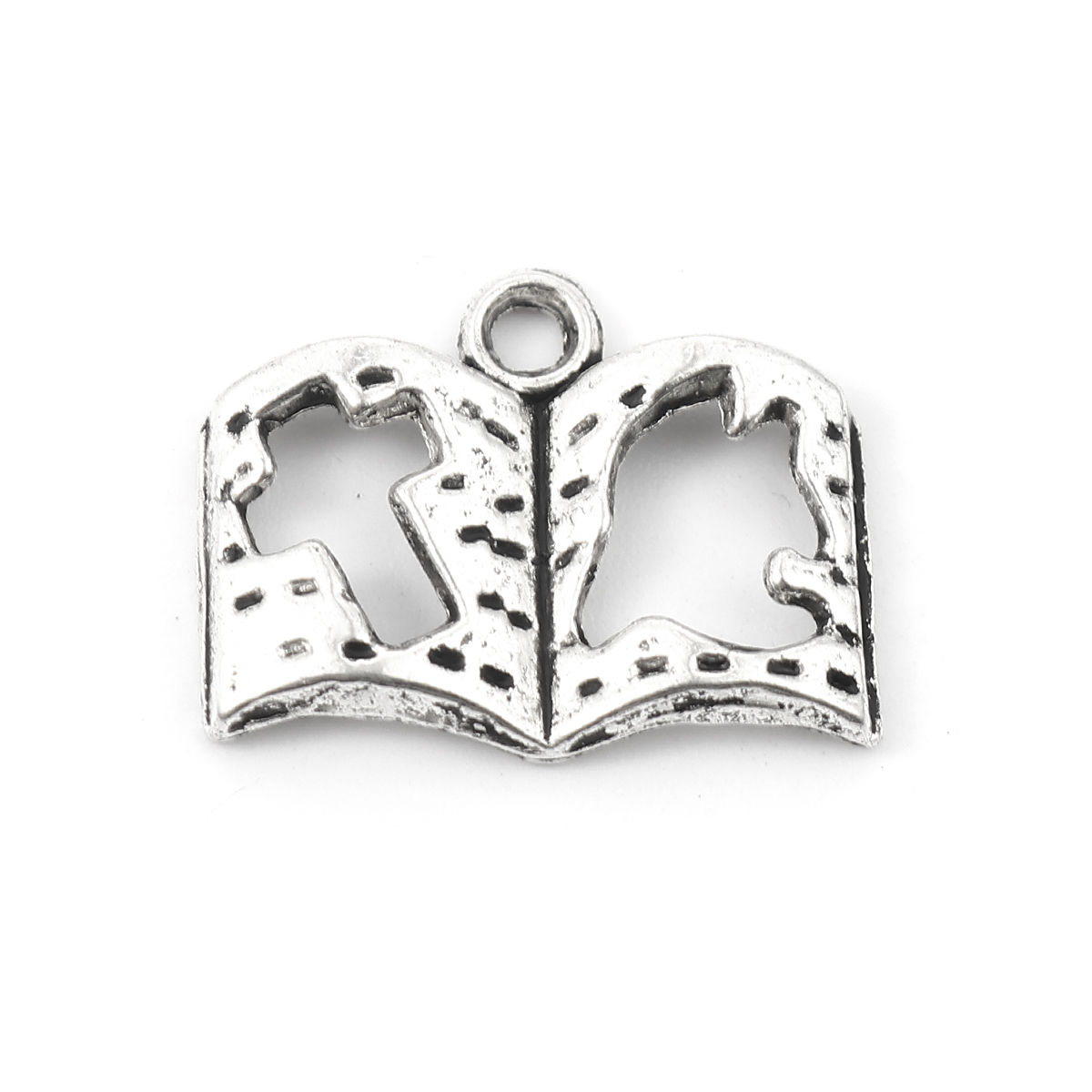 Picture of Zinc Based Alloy Charms Book Antique Silver Color Cross Hollow 17mm x 14mm, 100 PCs