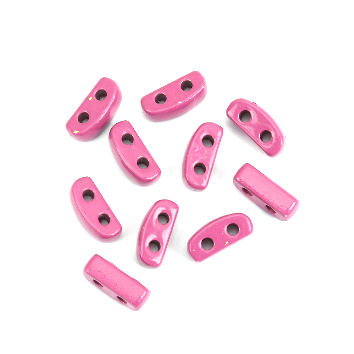 Picture of Zinc Based Alloy Enamel Spacer Beads Two Holes Rectangle Fuchsia About 8mm x 3mm, Hole: Approx 1.1mm, 10 PCs