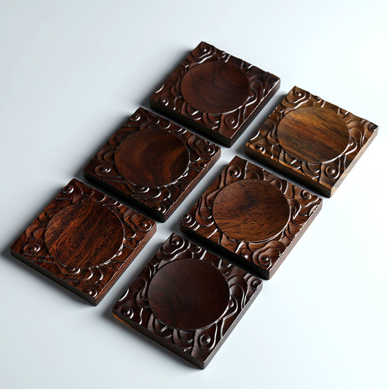 Bild von Natürliches Sandelholz Getränkehalter Kaffeebraun Wolke 7cm x 7cm, 1 Stück