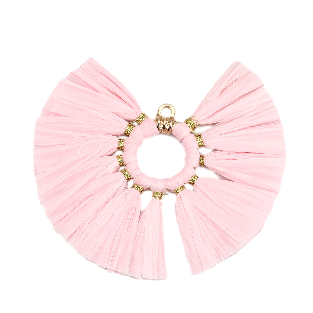 Picture of Raffia Tassel Pendants Round Pink Tassel 5.1cm Dia., 2 PCs