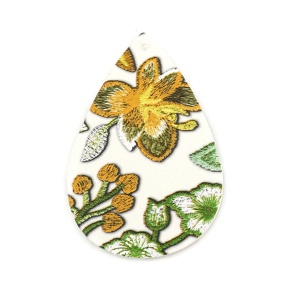 Imagen de Colgantes PU de Gota ,Verde yFlor 56mm x 38mm, 5 Unidades