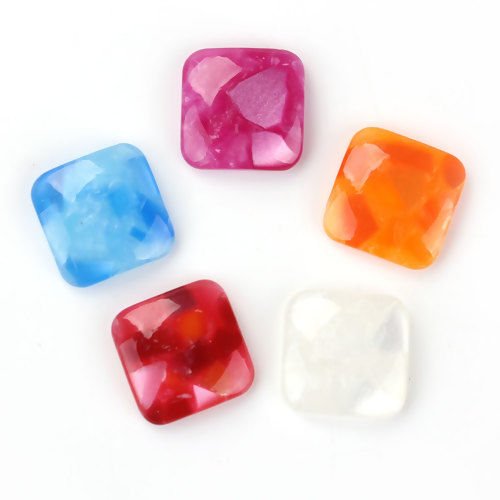 Picture of Resin Dome Seals Cabochon Square At Random 12mm( 4/8") x 12mm( 4/8"), 30 PCs