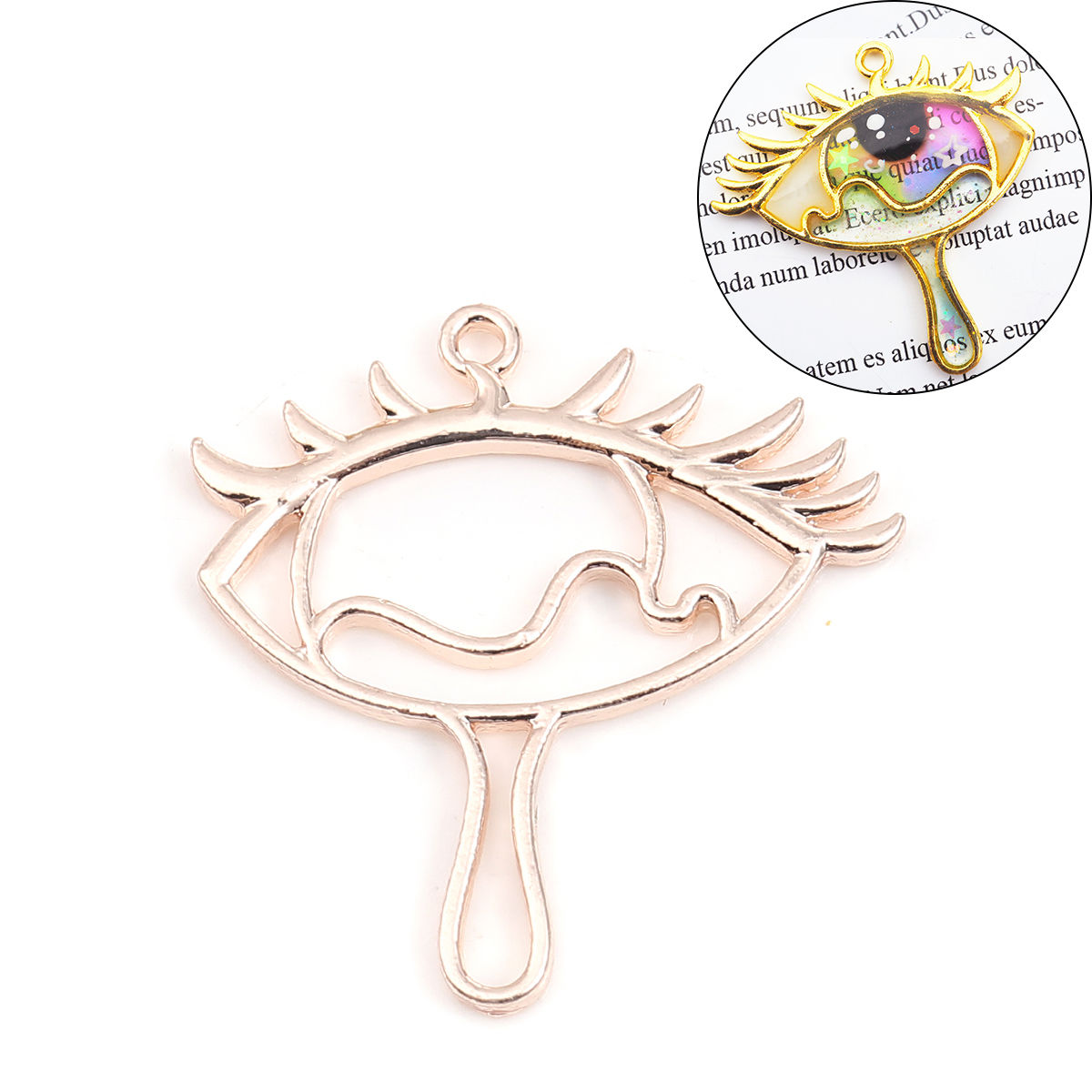 Picture of Zinc Based Alloy Open Back Bezel For Resin Rose Gold Eye 42mm x 41mm, 5 PCs