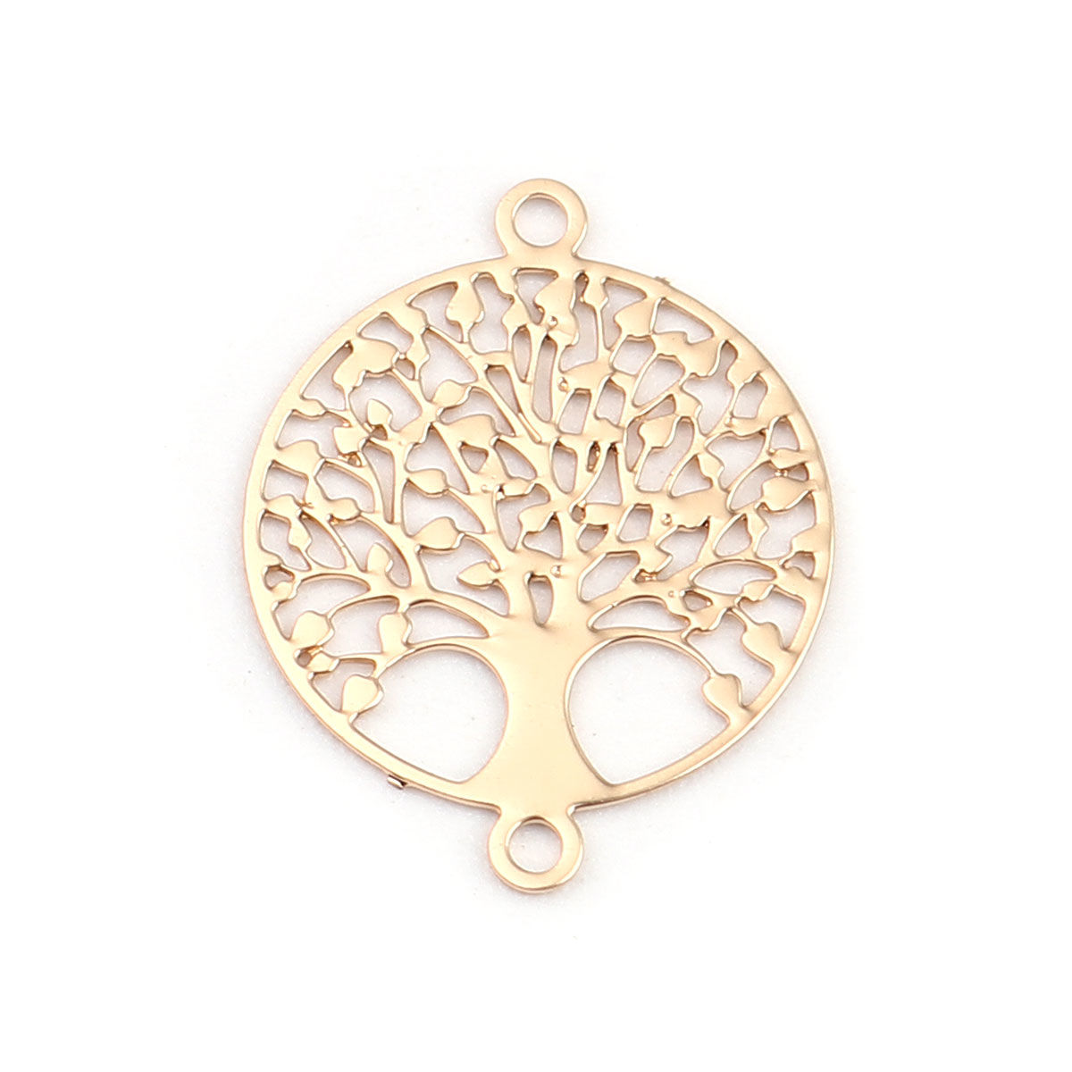 Imagen de Latón Filigrana Estampación Conectores Ronda KC Dorado Árbol 15mm x 12mm, 20 Unidades