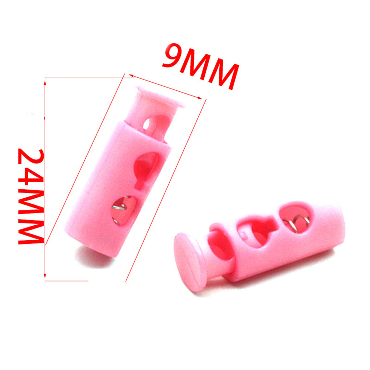 Изображение Pink - 24mm x 9mm 10pcs Plastic Cord Lock Stopper 2 Holes Toggle Hat Elastic Rope Lock Clips Shoelace Clamp DIY Garment Accessories