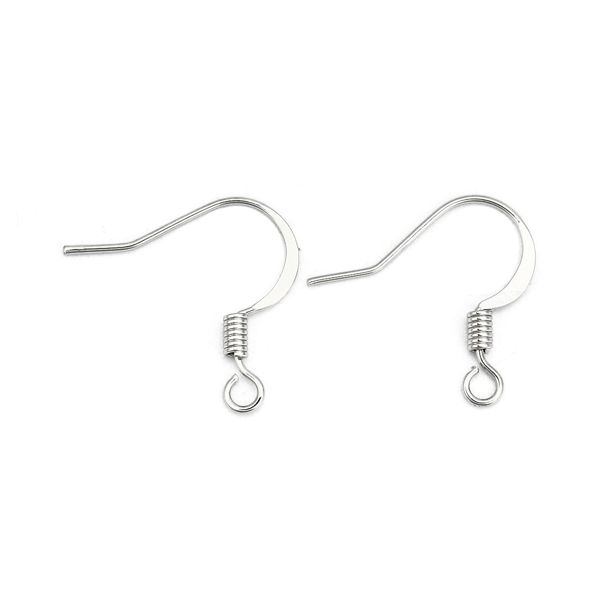 Picture of Brass Ear Wire Hooks Earring Findings Platinum Filled W/ Loop 18mm( 6/8") x 17mm( 5/8"), Post/ Wire Size: (21 gauge), 5 Pairs