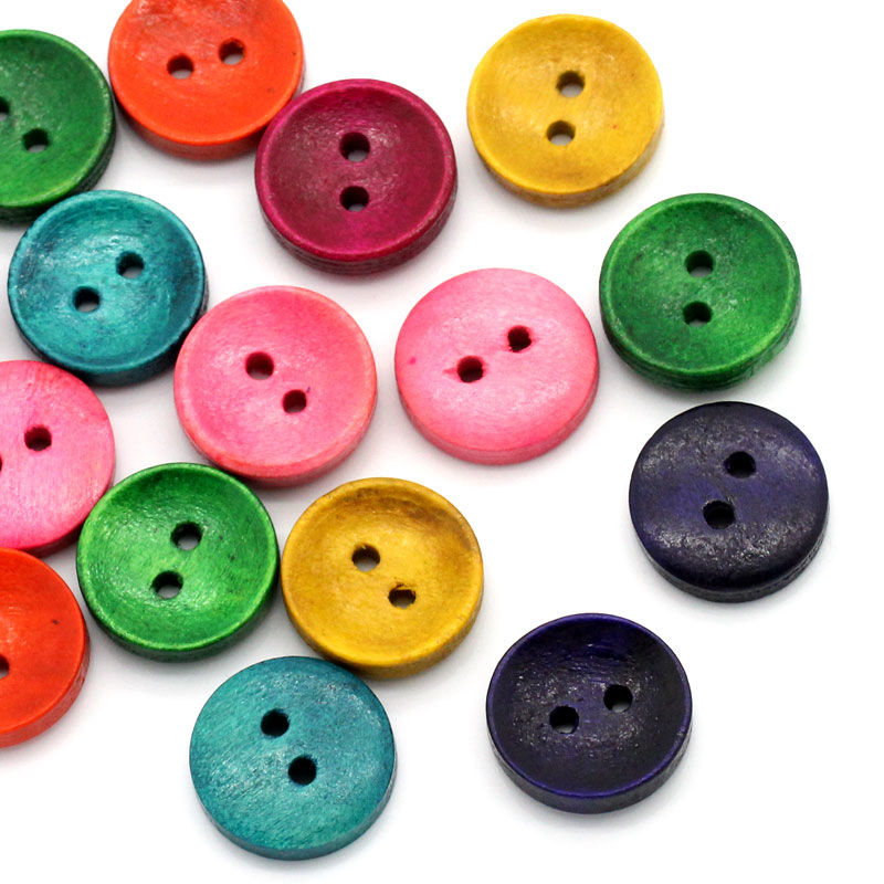 Picture of Natural Wood Sewing Button Scrapbooking Round At Random