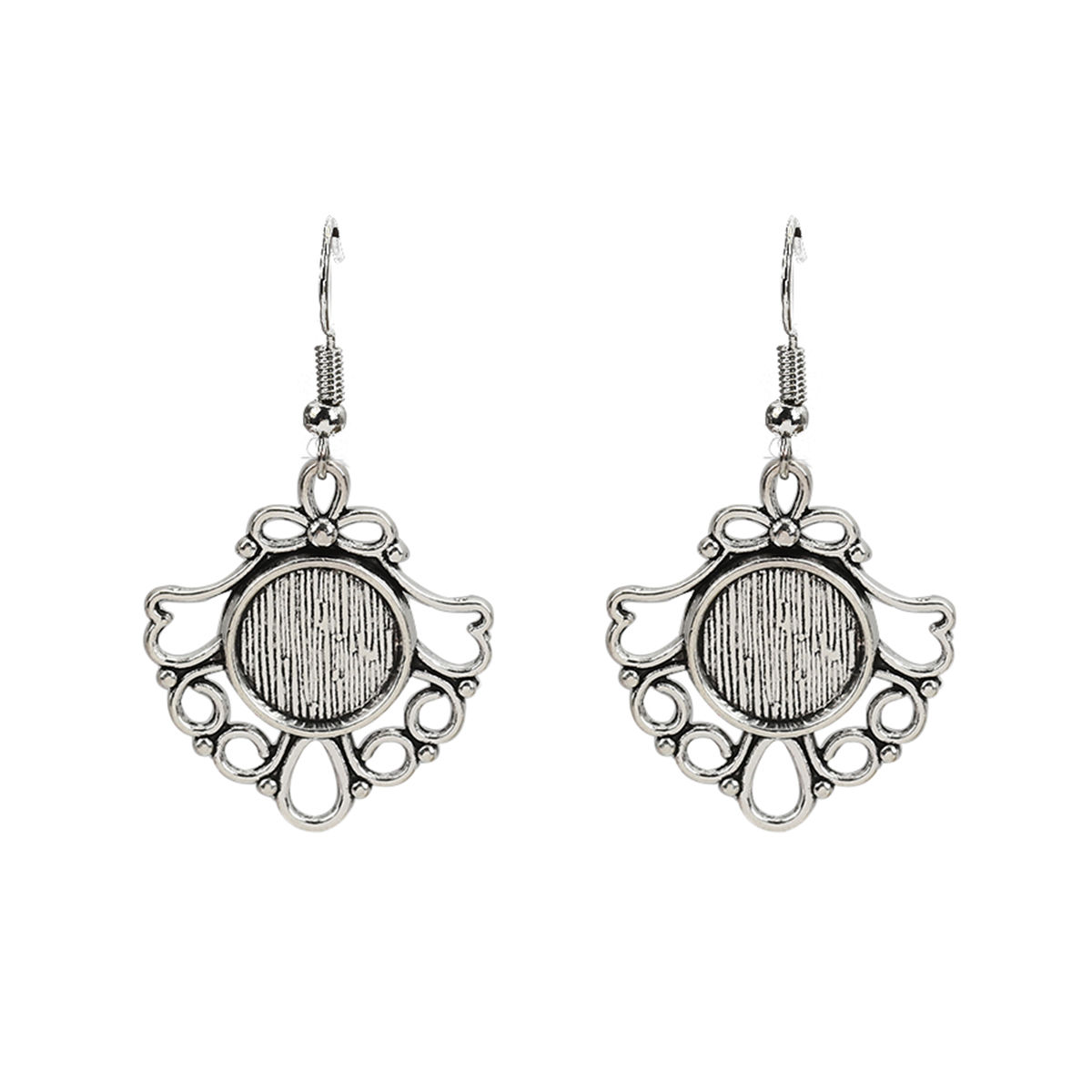 Picture of Zinc Based Alloy Cabochon Settings Earrings Findings Fan-shaped 