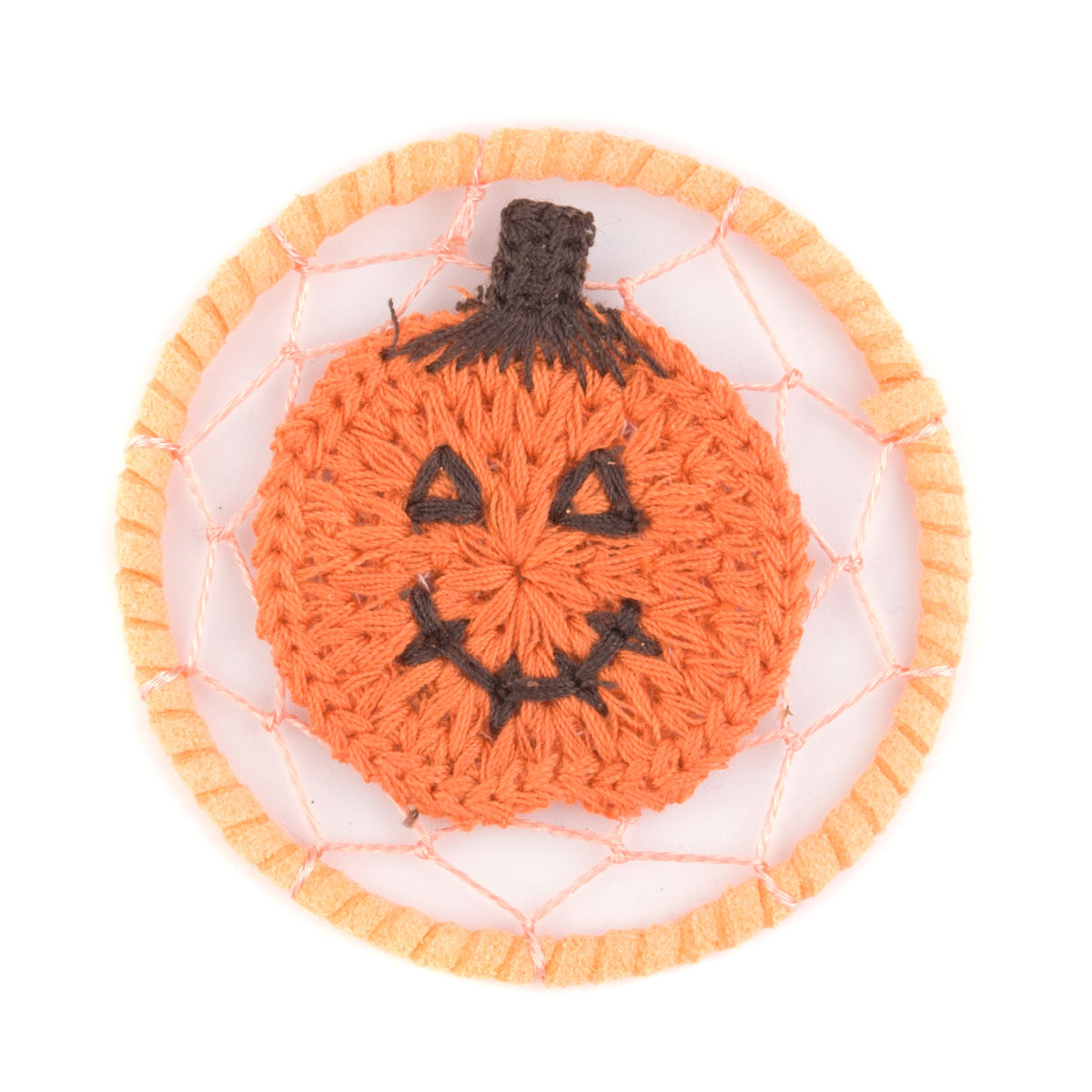 Picture of Velvet Dream Catcher For DIY & Craft Orange Halloween Pumpkin 57mm(2 2/8") Dia., 3 PCs