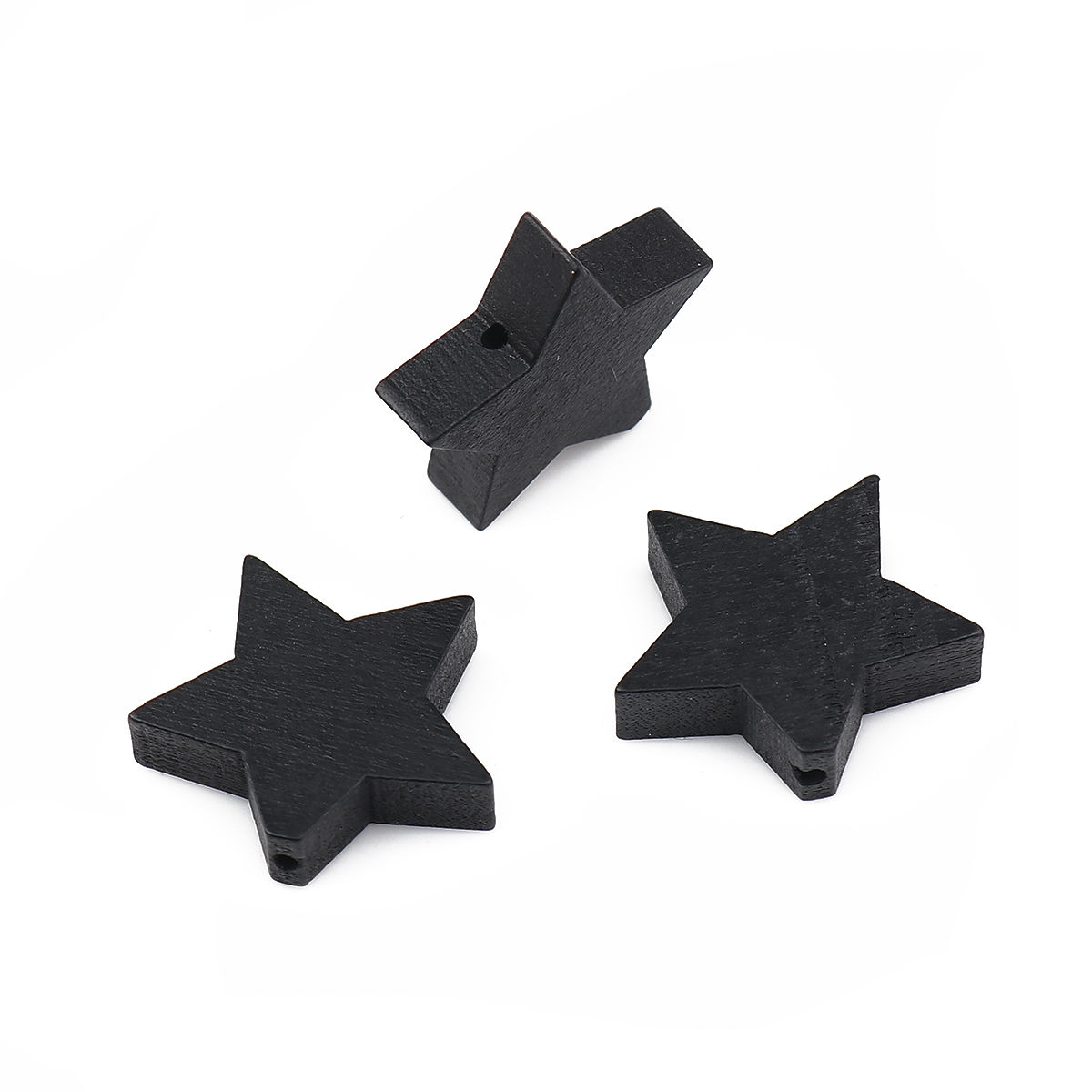 Изображение Деревянные Бусины Звезда, Черный 20мм x 17мм, Отверстие:примерно 1мм, 30 ШТ