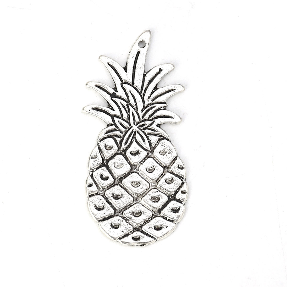 Picture of Zinc Based Alloy Pendants Pineapple/ Ananas Fruit Antique Silver Color 42mm(1 5/8") x 20mm( 6/8"), 10 PCs