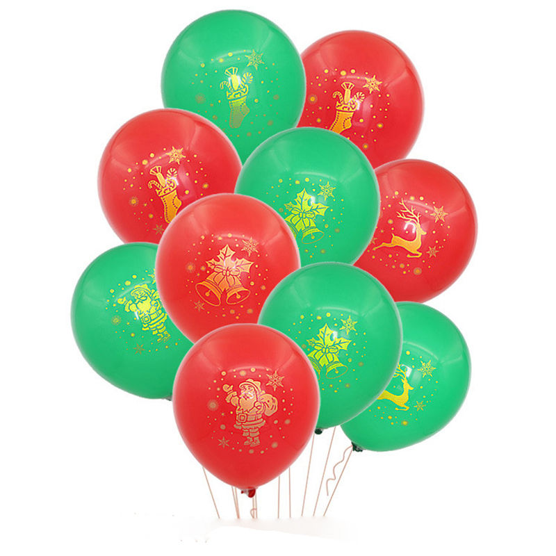 Picture of Aluminium Foil Balloon Red & Green Christmas Santa Claus Bell 1 Set ( 10 PCs/Set)