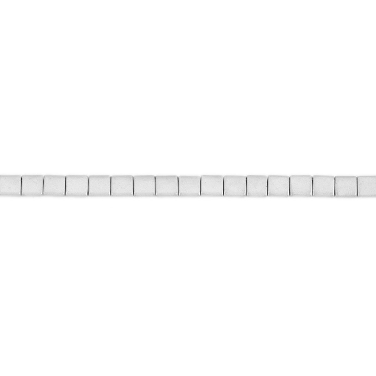 Picture of (Grade B) Hematite ( Natural ) Beads Two Holes Square Silver Matte About 5mm x 5mm, Hole: Approx 1mm, 40.5cm(16") - 40cm(15 6/8") long, 1 Strand (Approx 78 PCs/Strand)