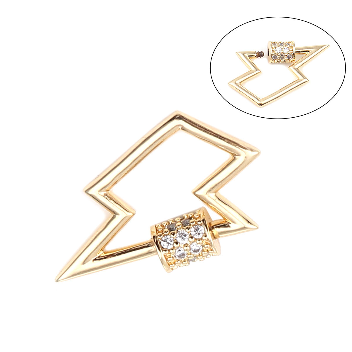 Bild von 1 Stück Zinklegierung Spannwirbel 18K Goldfarbe Zum Abschrauben Transparent Strass