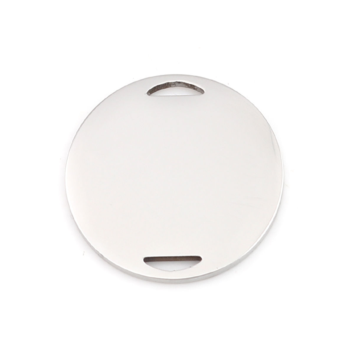 Picture of 304 Stainless Steel Connectors Round Silver Tone Blank Stamping Tags 20mm Dia., 1 Piece