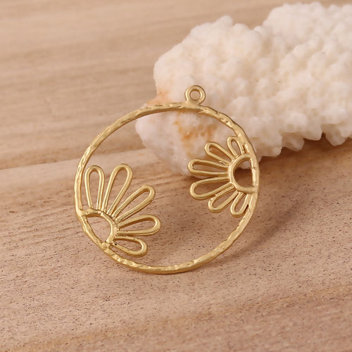 Bild von Messing Charms runde Blume