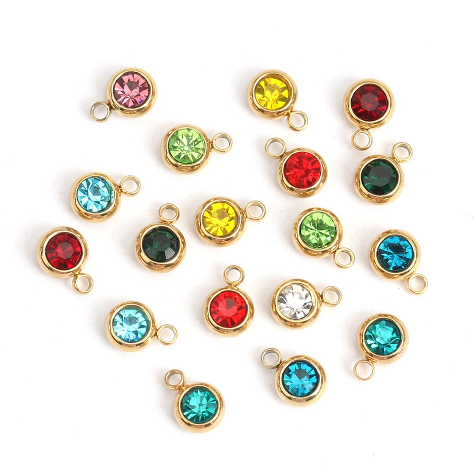 Picture of Stainless Steel Glass Charms Round Faceted