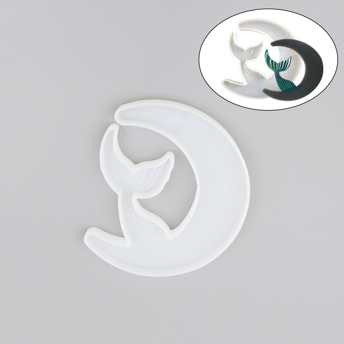 Imagen de Silicona Molde Cola de pescado Blanco Luna 12.9cm x 11cm, 1 Unidad