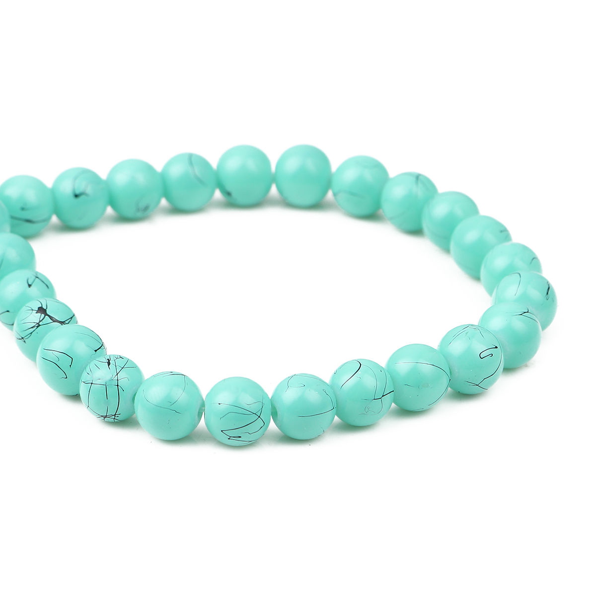 Изображение Стеклянные Бусины, Круглые Сине-зеленые 4мм диаметр, Отверстие:примерно 1.5мм, 81см длина, 2 Нитки (примерно 225 шт/нитка)