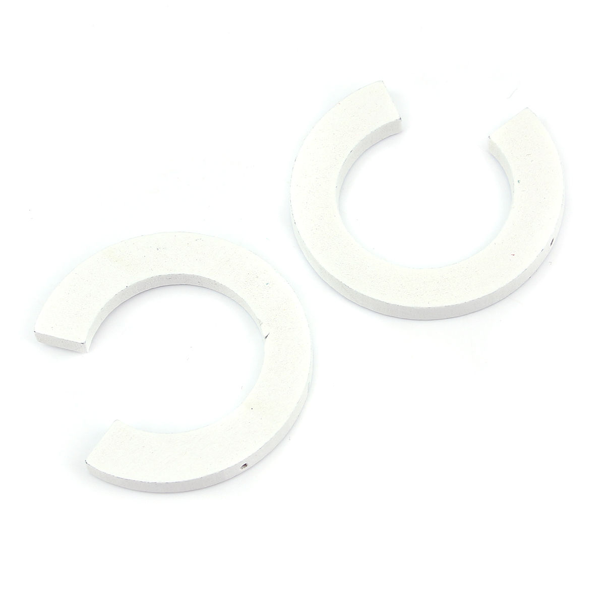 Picture of Natural Wood Spacer Beads C Shape White 46mm x 43mm, Hole: Approx 1.4mm, 20 PCs