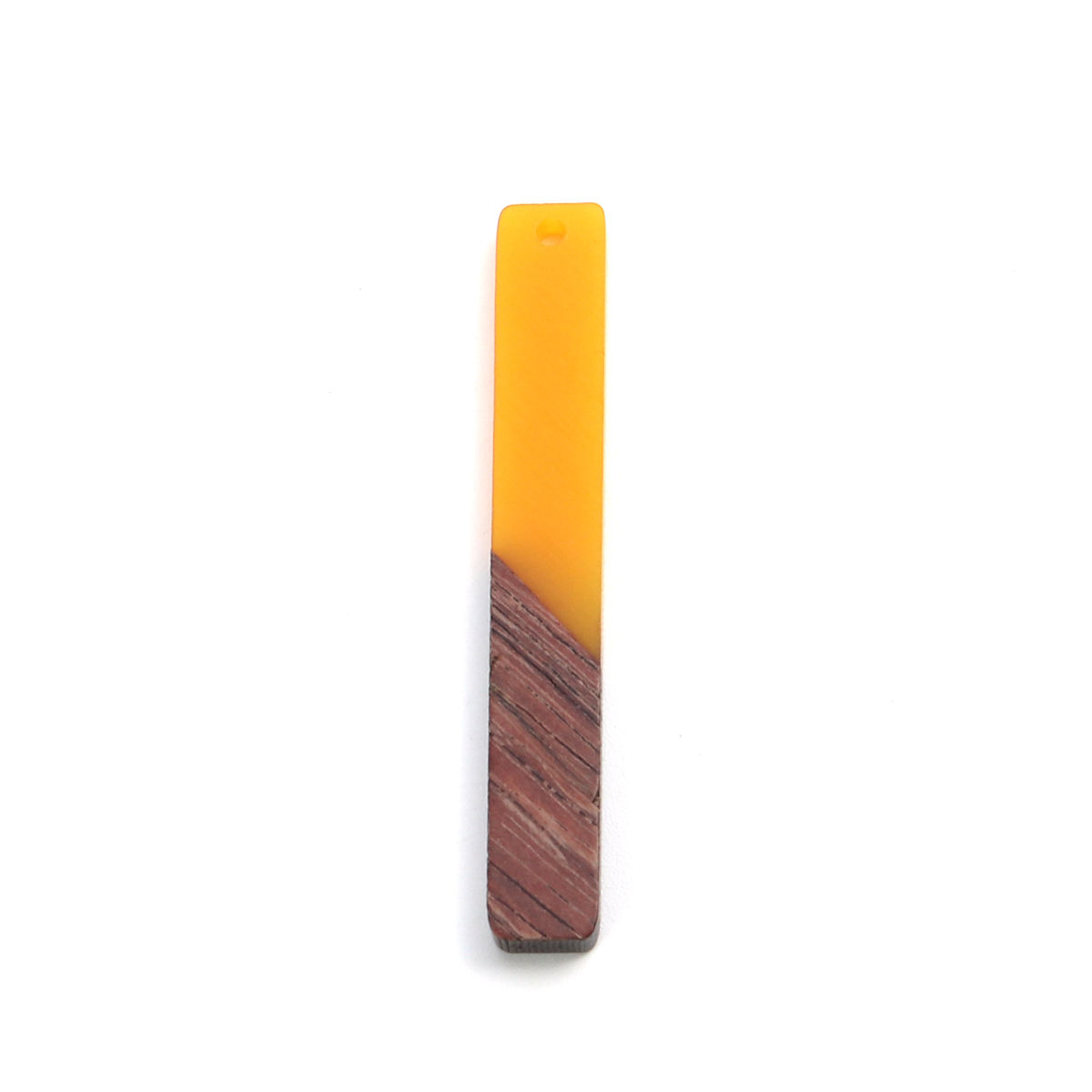 Picture of Resin Natural Wood Effect Resin Pendants Rectangle Yellow 52mm x 7mm, 5 PCs