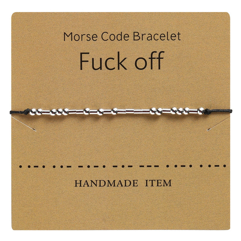 Picture of Morse Code Charm Beads Bracelets Valentines Friendship Bracelets String Adjustable Gift for Women Men Jewellery