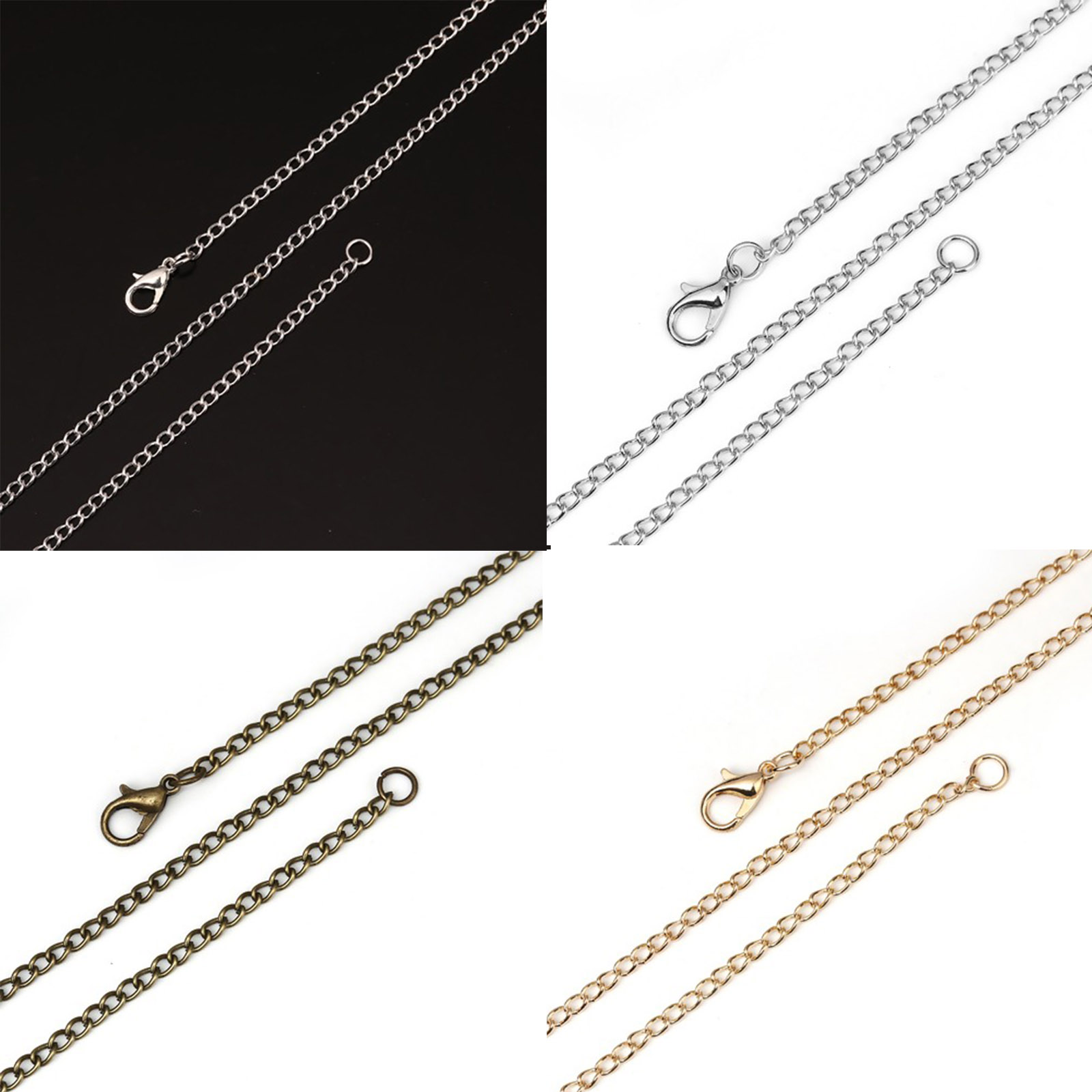 Picture of Iron Based Alloy Link Curb Chain Necklace Silver Plated 62cm(24 3/8") long, Chain Size: 4x2.5mm( 1/8" x 1/8"), 1 Packet ( 12 PCs/Packet)