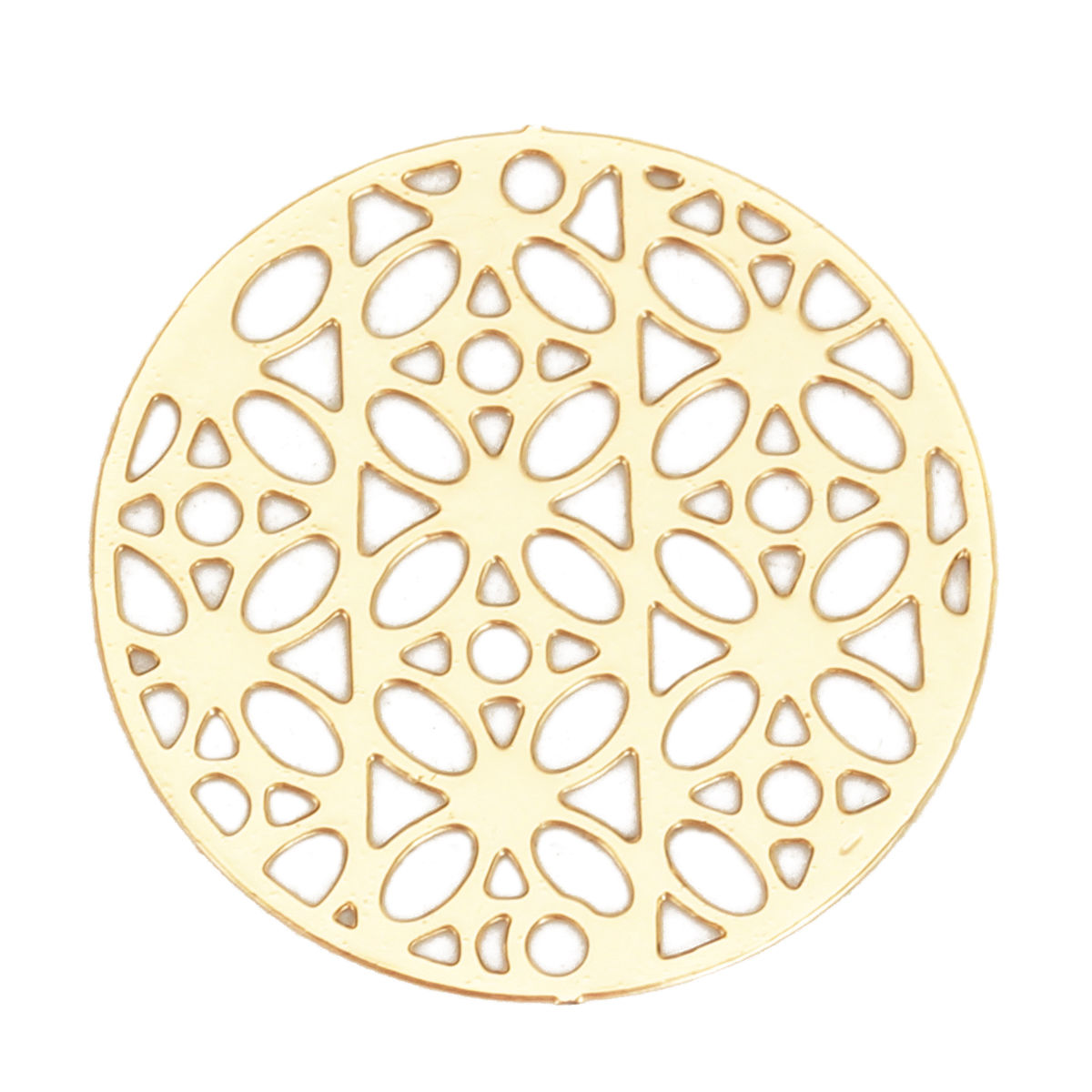 Picture of Iron Based Alloy Filigree Stamping Connectors Round Gold Plated Flower 20mm Dia, 10 PCs