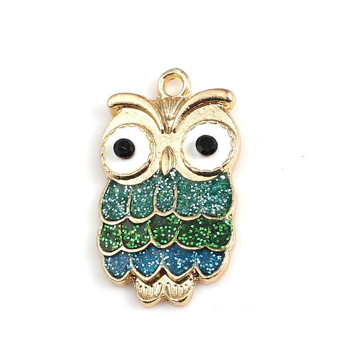 Picture of Zinc Based Alloy Charms Owl Animal Multicolor Rhinestone Enamel