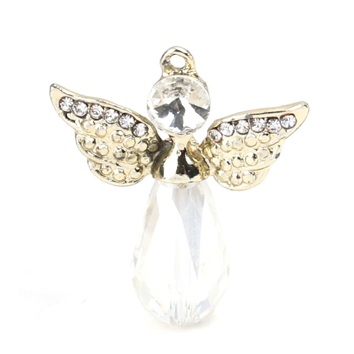 Picture of Zinc Based Alloy Glass Religious Charms Angel Faceted Clear Rhinestone