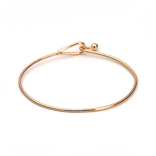 Picture of Brass Bangles Bracelets Round Gold Plated Can Open 19.5cm(7 5/8") long, 1 Piece