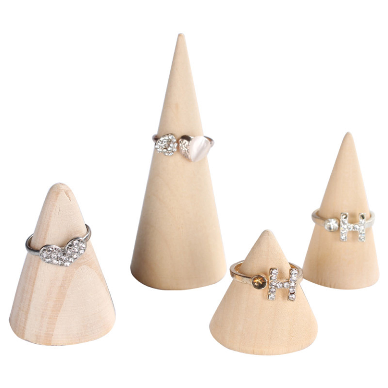 Picture of Pine Wood Jewelry Ring Displays Cone Natural 49mm(1 7/8") x 29mm(1 1/8") , 1 Piece