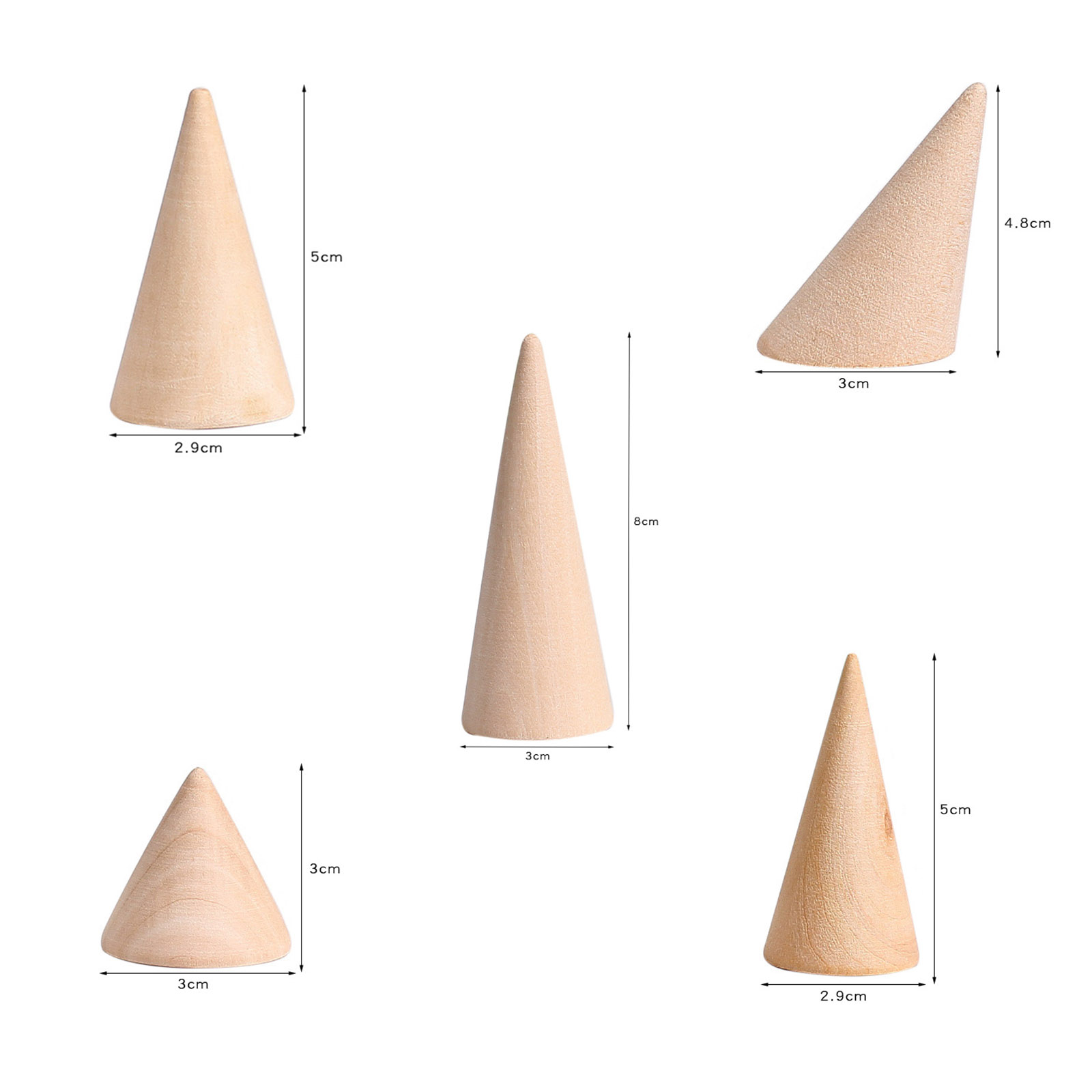 Picture of Pine Wood Jewelry Ring Displays Cone Natural 49mm(1 7/8") x 29mm(1 1/8") , 1 Piece