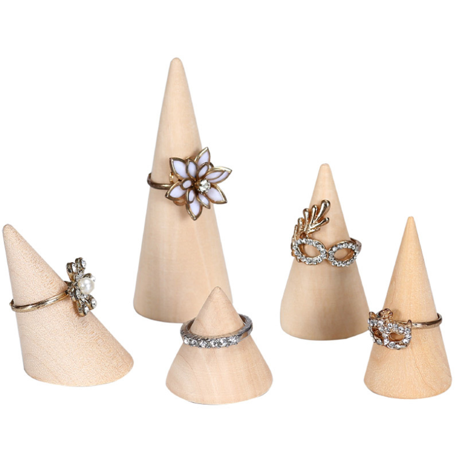 Picture of Pine Wood Jewelry Ring Displays Cone Natural 49mm(1 7/8") x 29mm(1 1/8") , 1 Piece