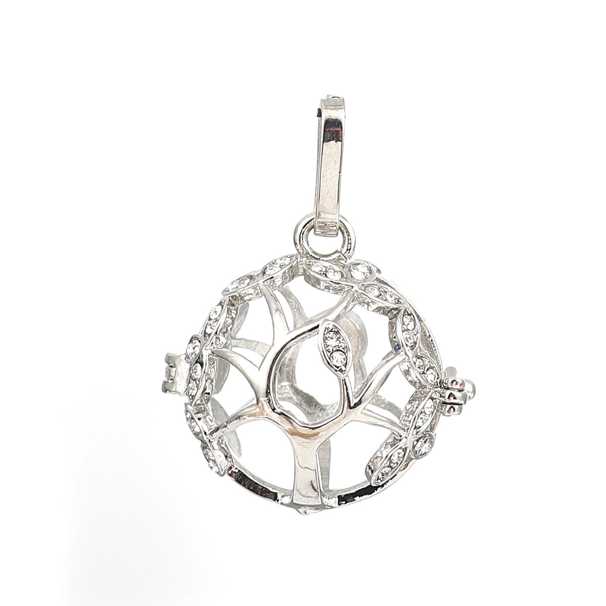 Picture of Copper Pendants Mexican Angel Caller Bola Harmony Ball Wish Box Locket Tree Clear Rhinestone Can Open 