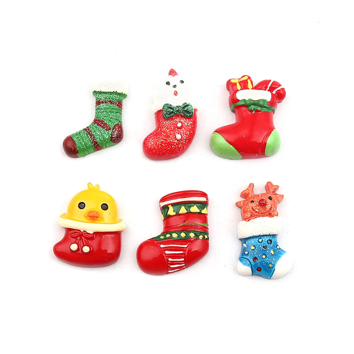 Bild von Harz Weihnachten Dom Cabochon Verzierung Zufällig Mix 27mm x 25mm - 25mm x 21mm, 10 Stück