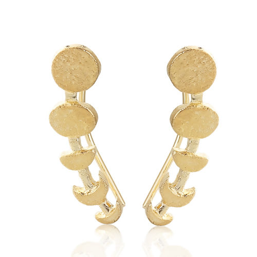 Picture of Ear Climbers/ Ear Crawlers Gold Plated Phases Of The Moon 23mm( 7/8") x 7mm( 2/8"), Post/ Wire Size: (21 gauge), 1 Pair