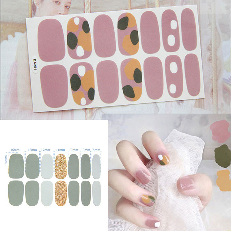 Picture of Paper Waterproof Nail Art Stickers Decoration Geometric Multicolor 12cm x 7cm, 1 Sheet