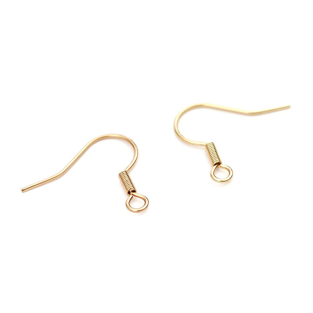Immagine di 304 Acciaio Inossidabile Ganci per Orecchini Amo Oro Placcato W/ Loop 20mm x 17mm, Posta / Filo Dimensione: (21 misura), 10 Pz