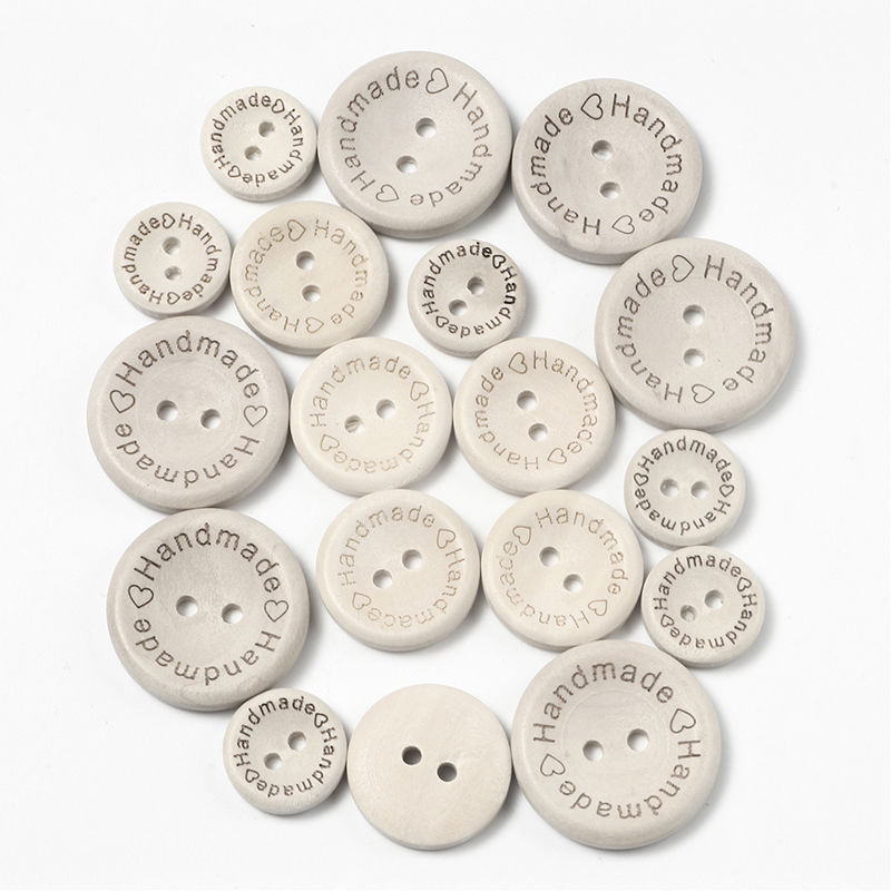Picture of Wood Sewing Buttons Scrapbooking Two Holes Round Natural 15mm Dia., 100 PCs