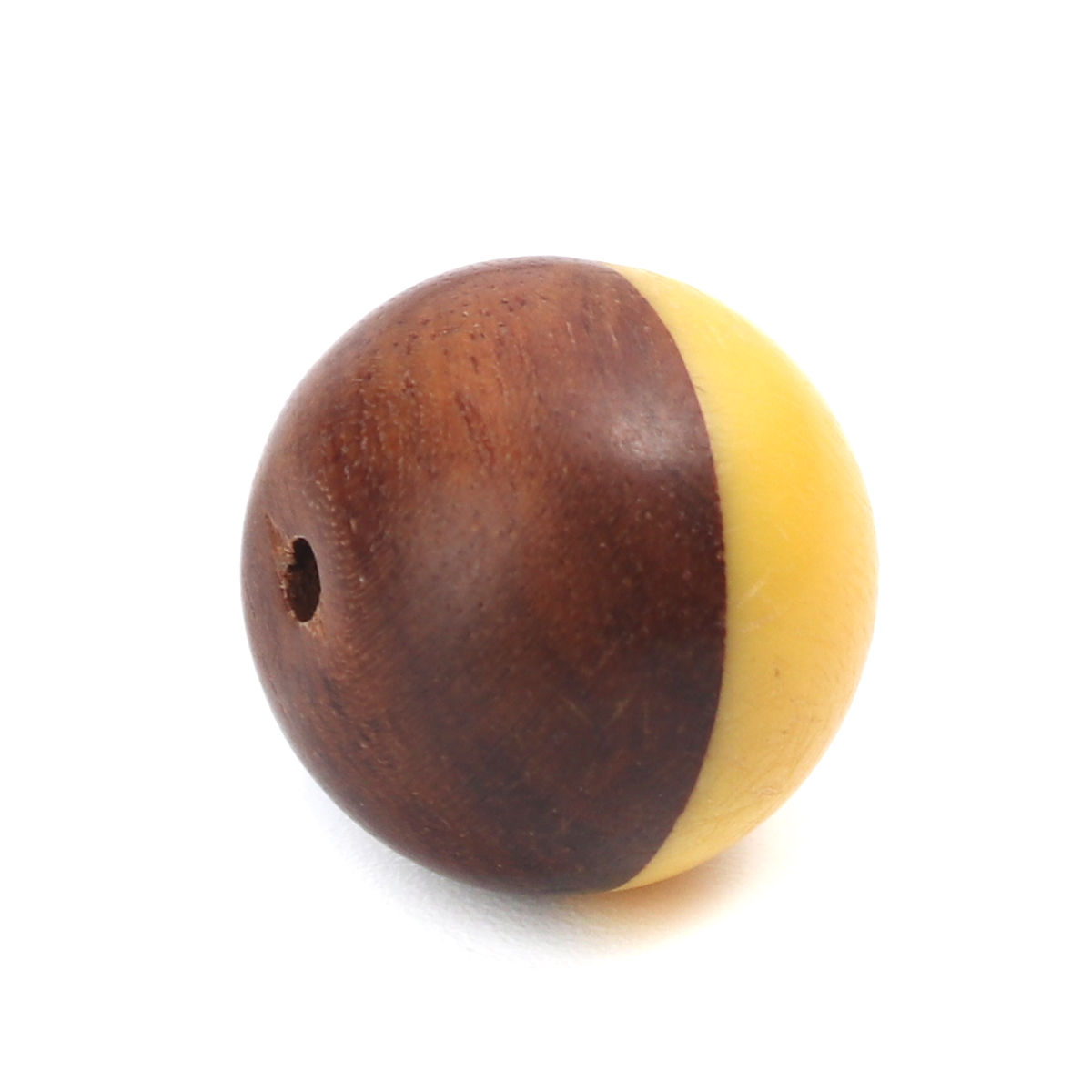 Picture of Resin & Natural Wood Spacer Beads Round Yellow About 15mm Dia., Hole: Approx 1.9mm, 2 PCs