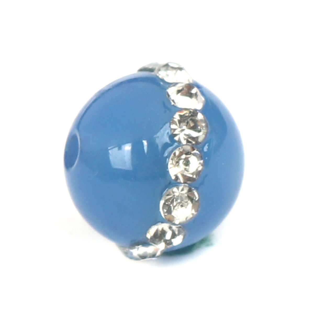 Изображение (Сорт B) Агат ( Природный ) Агатовые Бусины Бусины Круглые Синий Прозрачный Страз 9мм x 8мм, Примерно 1.3мм диаметр, 5 длина ШТ