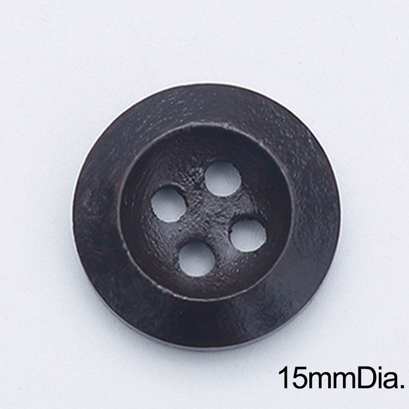 Picture of Natural Wood Sewing Buttons Scrapbooking 4 Holes Round Dark Coffee 15mm Dia., 100 PCs