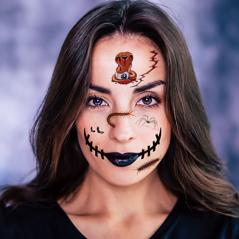 Bild von Halloween Removable Waterproof Metallic Temporary Tattoo Sticker Body Art Multicolor Waterproof 1 Sheet