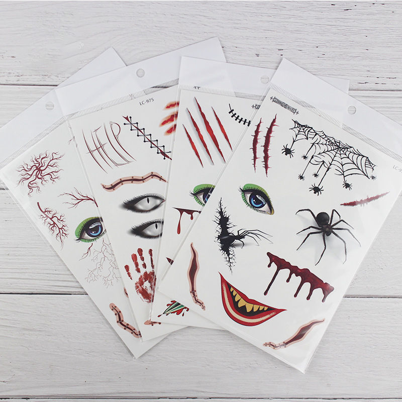 Bild von Halloween Removable Waterproof Metallic Temporary Tattoo Sticker Body Art Multicolor Waterproof 1 Sheet
