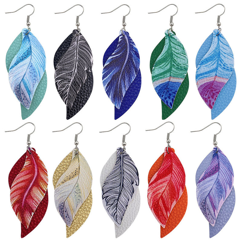 Imagen de Earrings Multicolor Feather 1 Pair