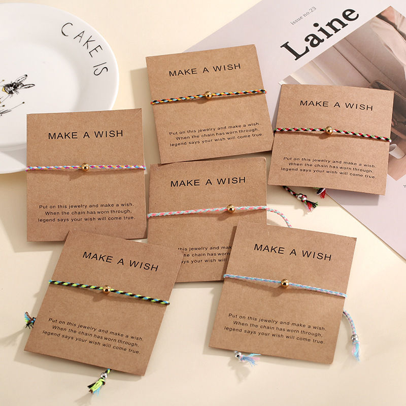 Изображение Stainless Steel Greeting Card Jewelry Braided Bracelets Gold Plated Multicolor Round Tassel Adjustable 1 Piece