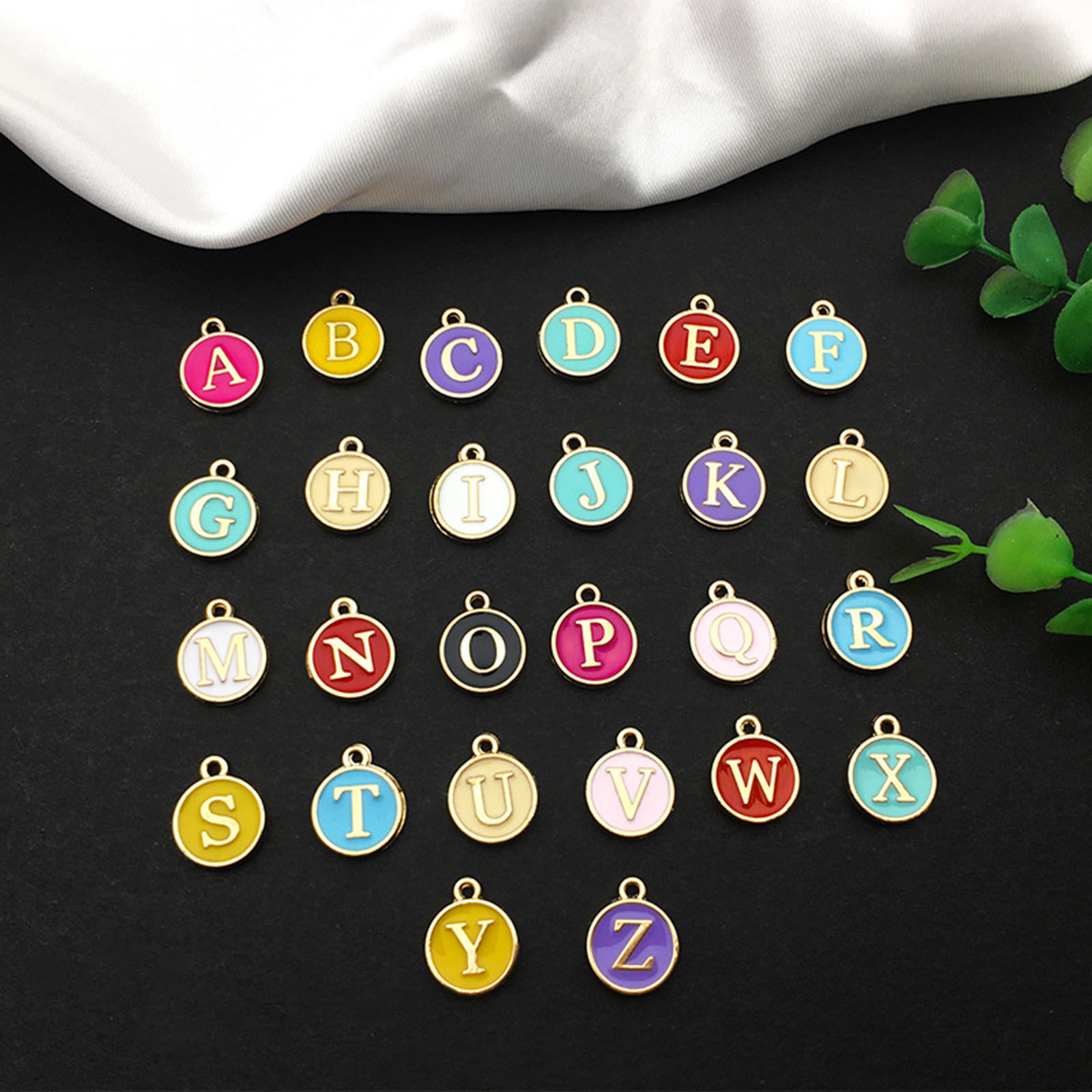 Picture of Zinc Based Alloy Charms Mixed Multicolor Initial Alphabet/ Capital Letter Enamel