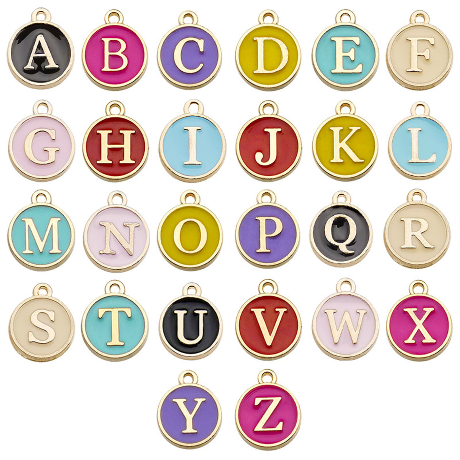 Picture of Zinc Based Alloy Charms Mixed Multicolor Initial Alphabet/ Capital Letter Enamel